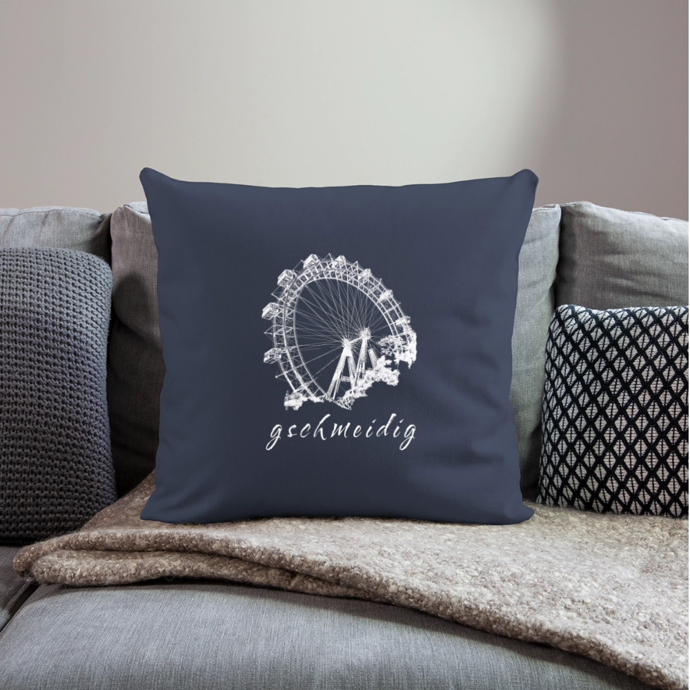 Wiener Riesenrad & gschmeidig in weiß,  Polster mit Füllung 44 x 44 cm - Navy