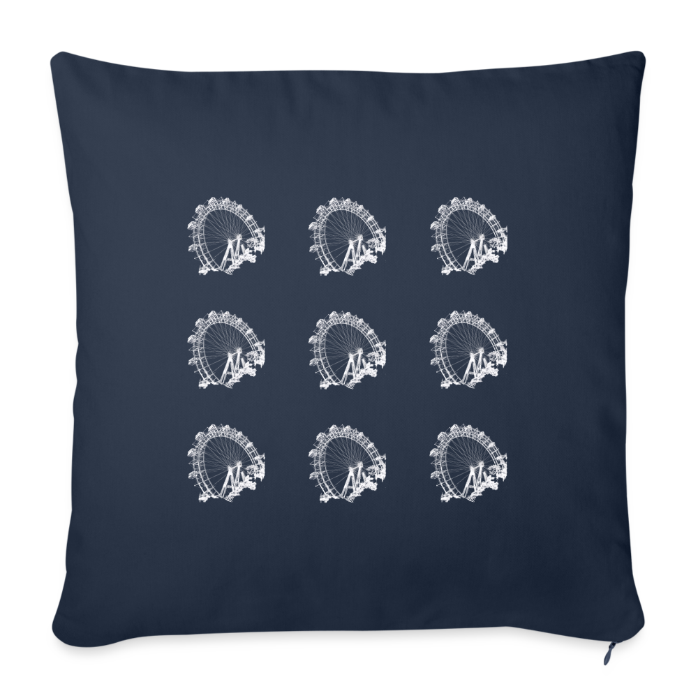 Wiener Riesenrad - 3x3 kleine Riesenräder in weiß, Sofapolster mit Füllung (dt. Sofakissen mit Füllung) 44 x 44 cm - Navy