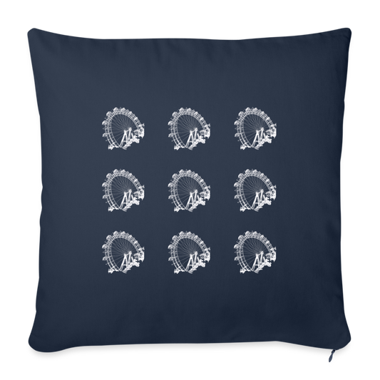 Wiener Riesenrad - 3x3 kleine Riesenräder in weiß, Sofapolster mit Füllung (dt. Sofakissen mit Füllung) 44 x 44 cm - Navy