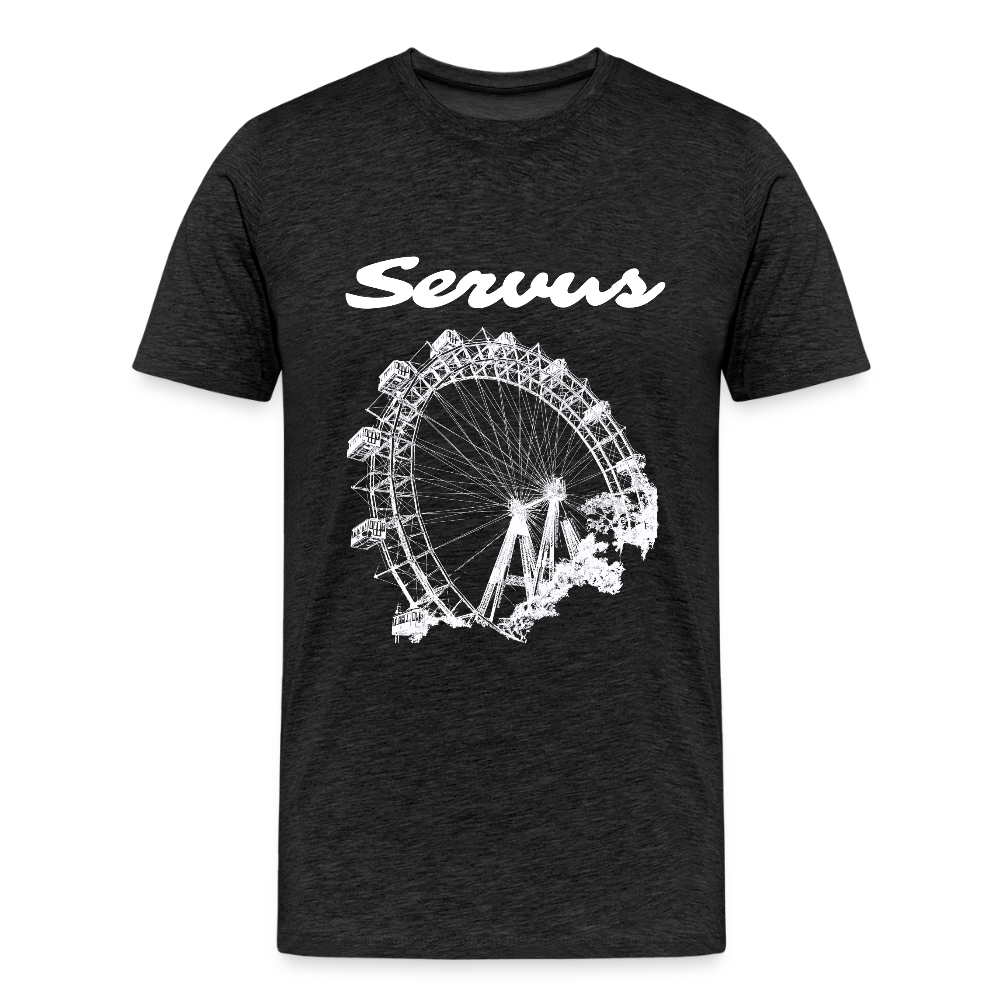 Servus (dt. Hallo) und Wiener Riesenrad in weiß, Männer Premium T-Shirt - Anthrazit