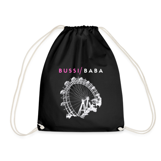 Bussi Baba pink - Wiener Riesenrad in weiß, Gym Bag - Turnsackerl (dt. Turnbeutel) - Schwarz