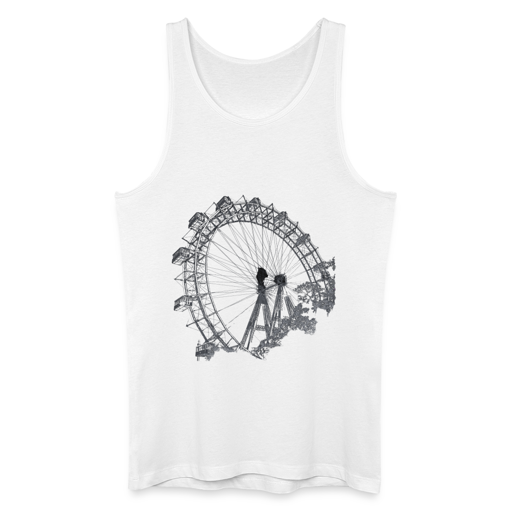 Wiener Riesenrad im Prater - Wahrzeichen von Wien in grau,  Männer Bio Tank Top - Weiß