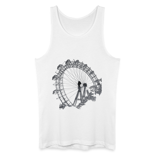 Wiener Riesenrad im Prater - Wahrzeichen von Wien in grau,  Männer Bio Tank Top - Weiß