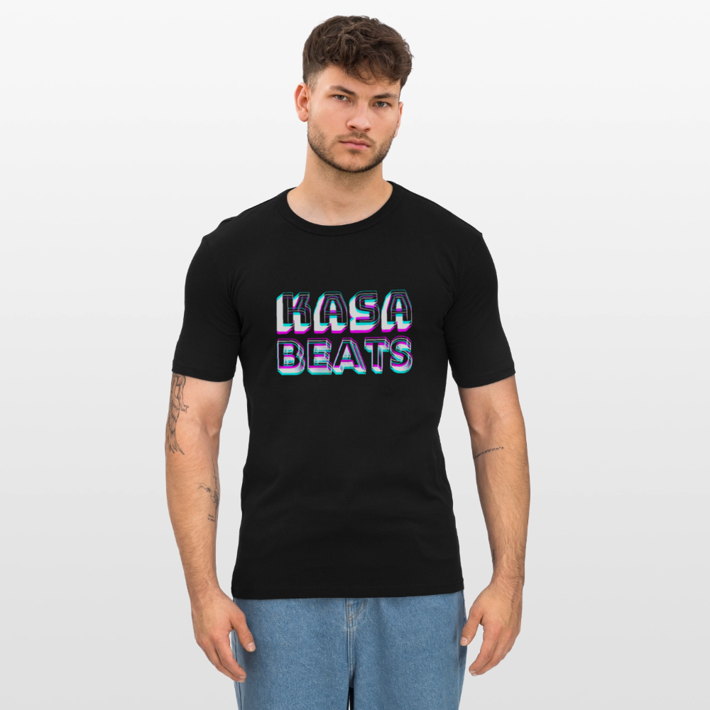 KASA BEATS - funky 3D letters, Men Slim Fit T-Shirt - Schwarz