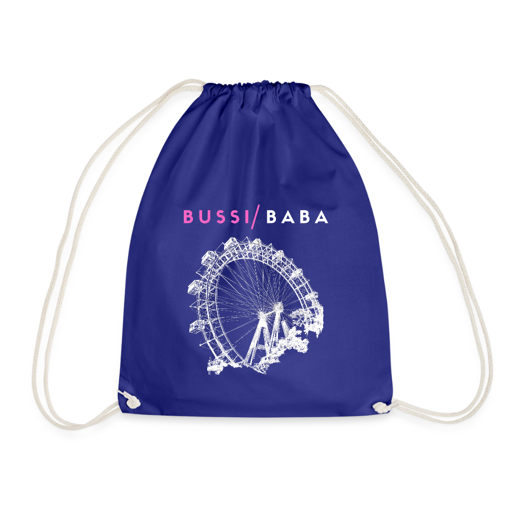 Bussi Baba pink - Wiener Riesenrad in weiß, Gym Bag - Turnsackerl (dt. Turnbeutel) - Königsblau