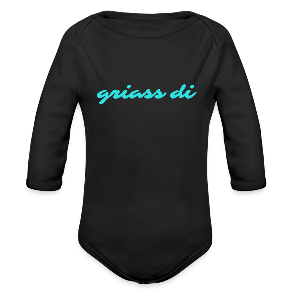 griass di - grüß dich, Bio Baby-Body (langarm) - Schwarz