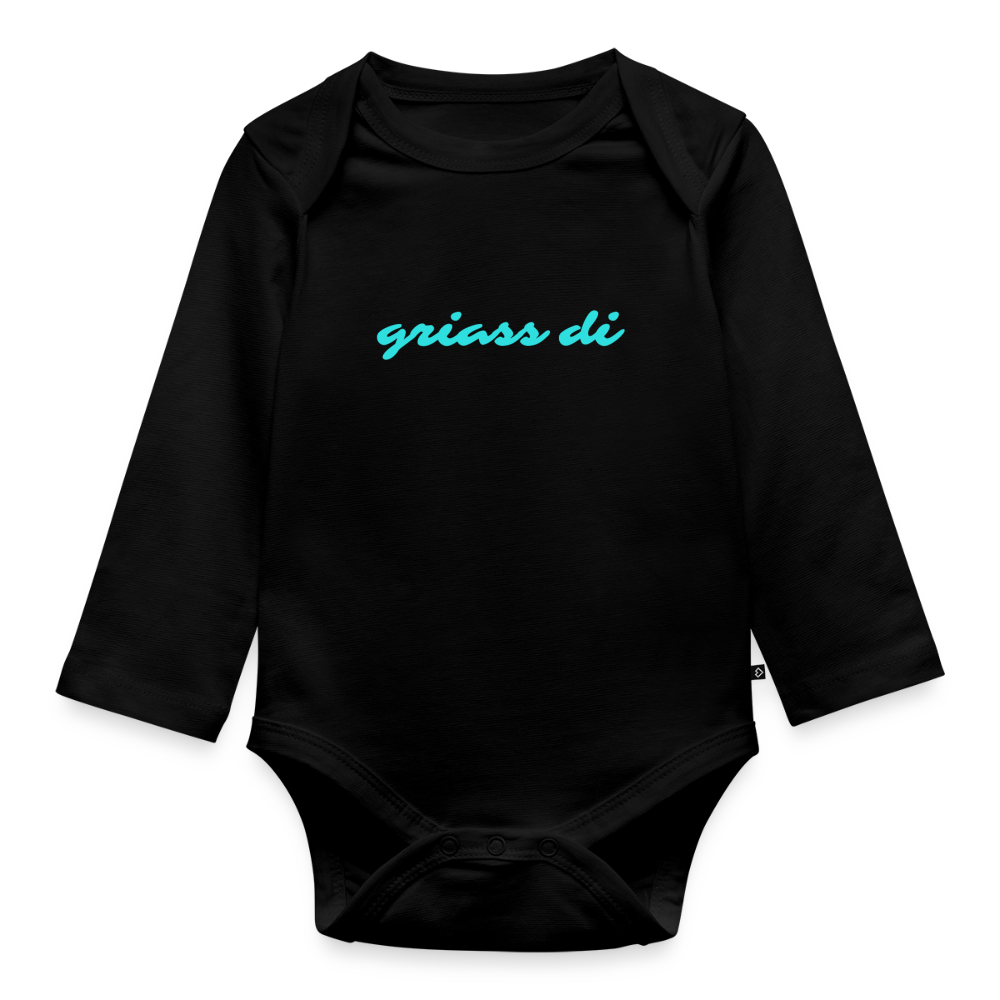griass di - grüß dich, Bio Baby-Body (langarm) - Schwarz