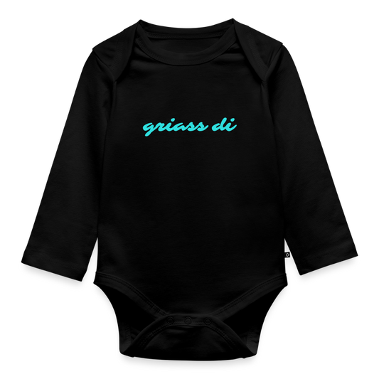 griass di - grüß dich, Bio Baby-Body (langarm) - Schwarz