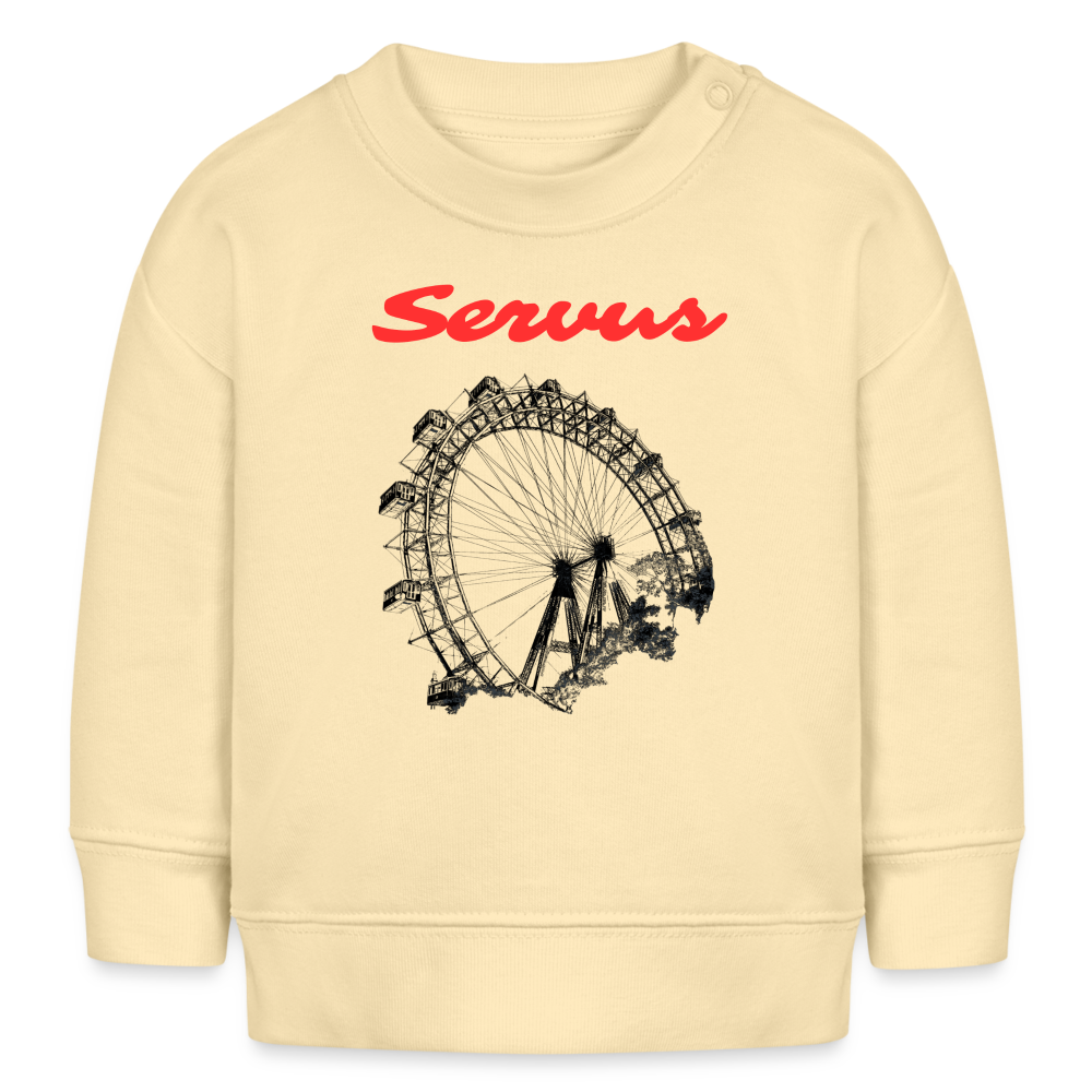 Servus (dt. Hallo) in rot & Wiener Riesenrad in schwarz, Stanley/ Stella Baby Bio Pullover - Creme