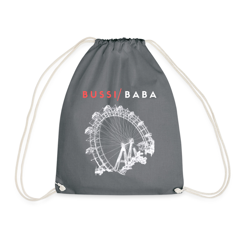 Bussi Baba korallenrot + Wiener Riesenrad, Gym Bag/ Rucksackerl - Turnsackerl - Grau