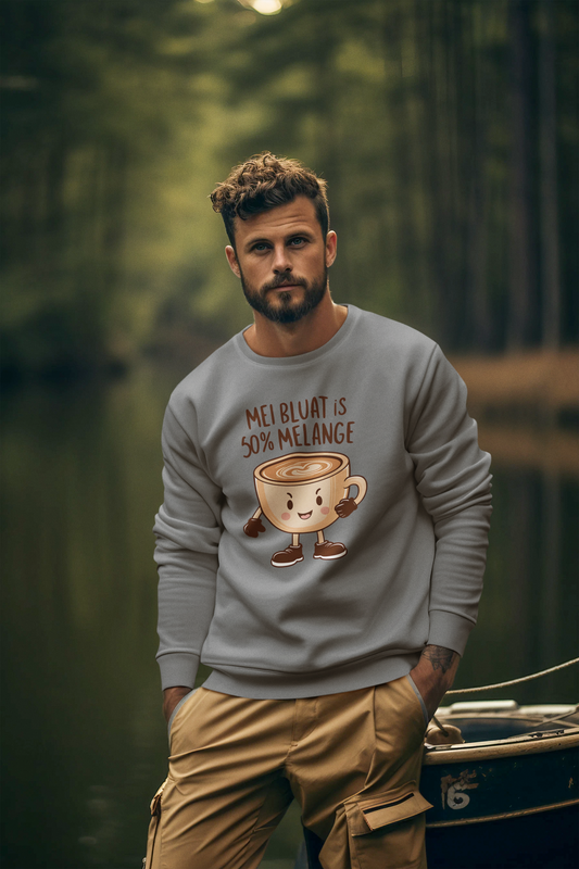 Mei Bluat is 50% Melange - Wiener Kaffee Liebhaber, Stanley/Stella Unisex Organic Sweatshirt