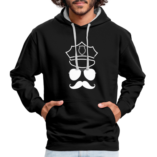 Hot Daddy,  Kontrast Hoodie - Schwarz/Grau meliert