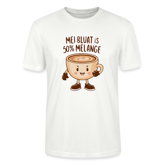 Mei Bluat is 50% Melange - männliche Tasse, Wiener Kaffee Liebhaber, Stanley/Stella Unisex Organic T-Shirt - Weiß