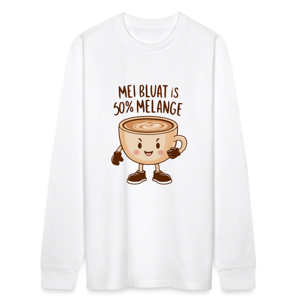 Mei Bluat is 50% Melange - Wiener Kaffee Liebhaber, Stanley/Stella Unisex Organic Langarmshirt - Weiß