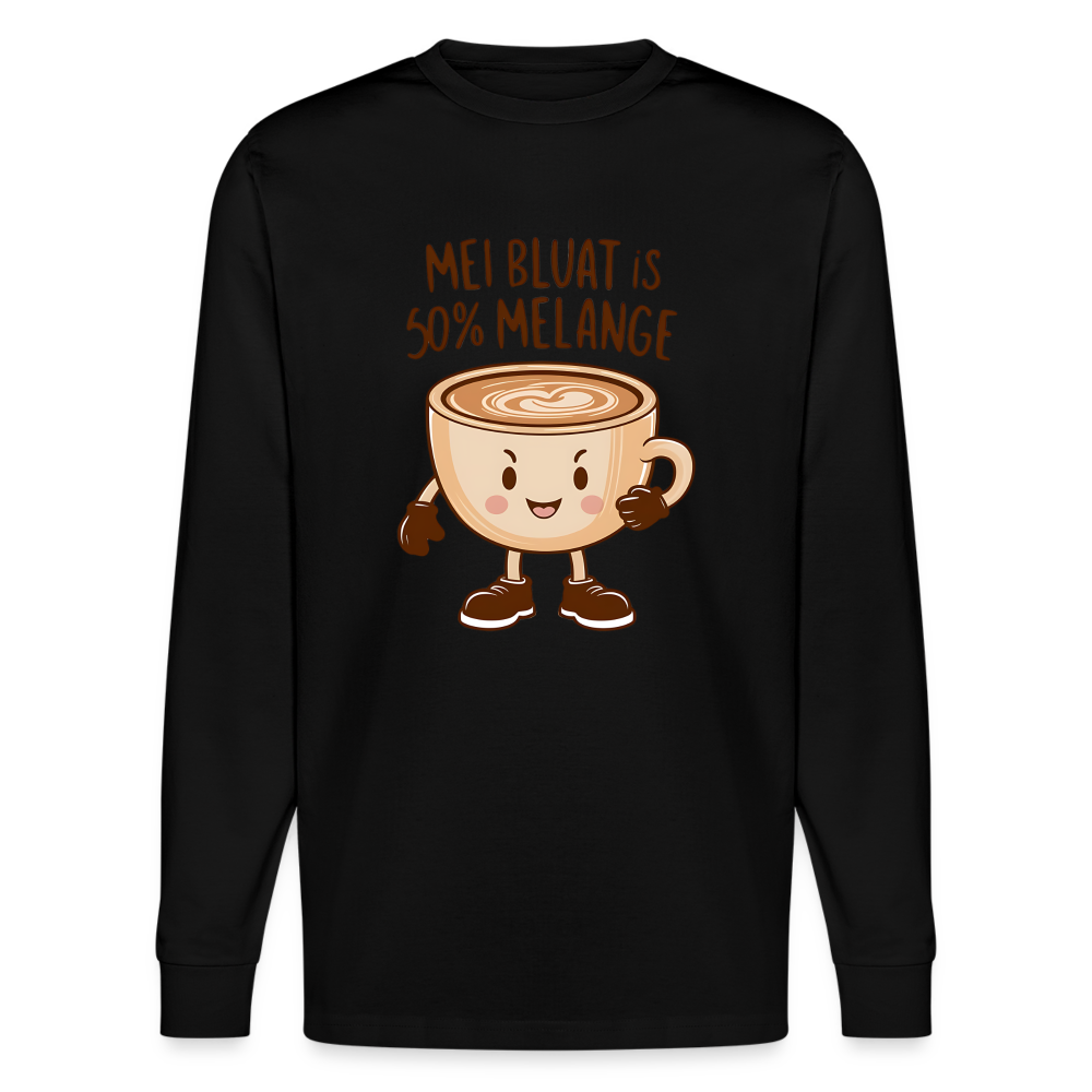 Mei Bluat is 50% Melange - Wiener Kaffee Liebhaber, Stanley/Stella Unisex Organic Langarmshirt - Schwarz