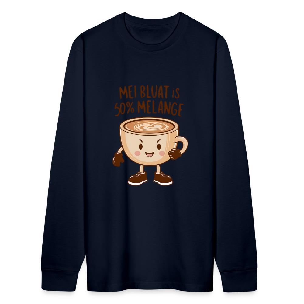 Mei Bluat is 50% Melange - Wiener Kaffee Liebhaber, Stanley/Stella Unisex Organic Langarmshirt - Navy