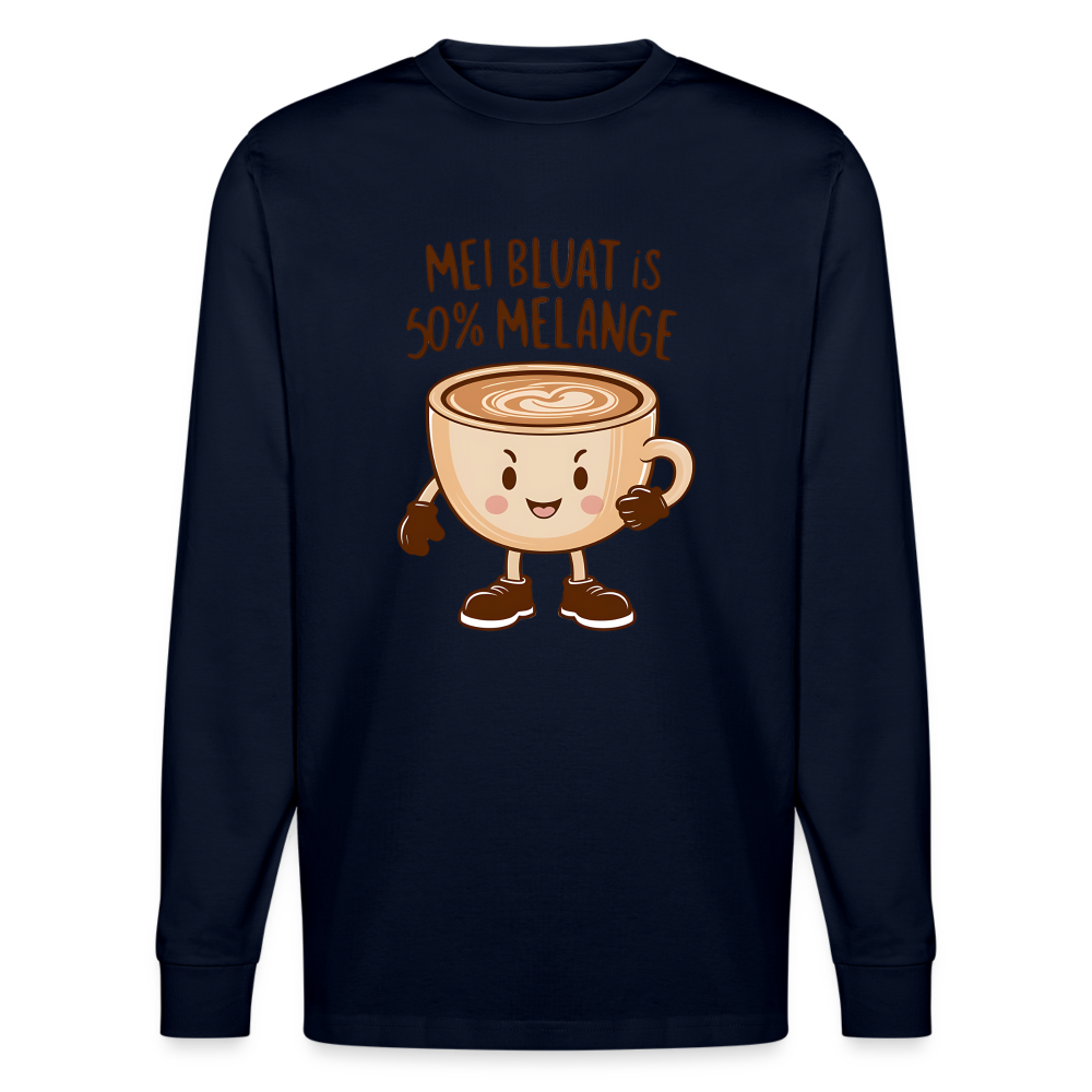 Mei Bluat is 50% Melange - Wiener Kaffee Liebhaber, Stanley/Stella Unisex Organic Langarmshirt - Navy